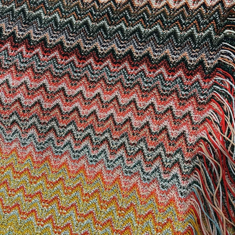 Missoni Mare Chevron Knit Sarong Pareo in Blue Orange & Yellow - Picture 3 of 7